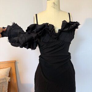 JACQUEMUS Black Le Raphia 'La Robe Duna' Minidress Size 34